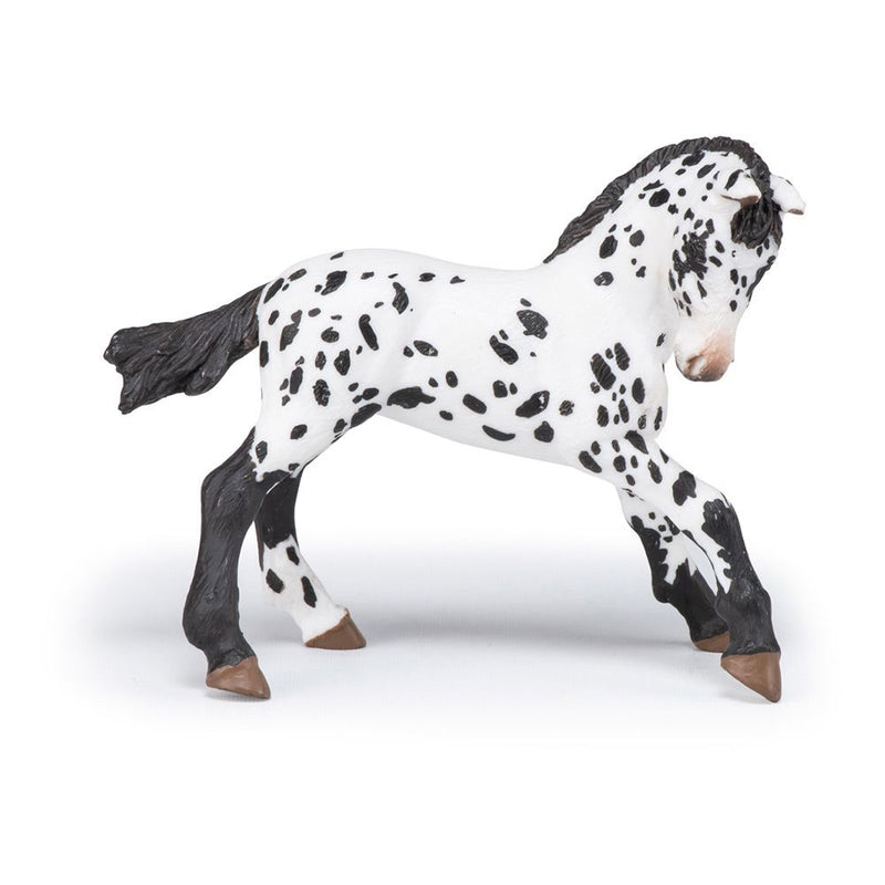 PAPO Horse and Ponies Black Appaloosa Foal Toy Figure, Three Years or Above, White/Black
