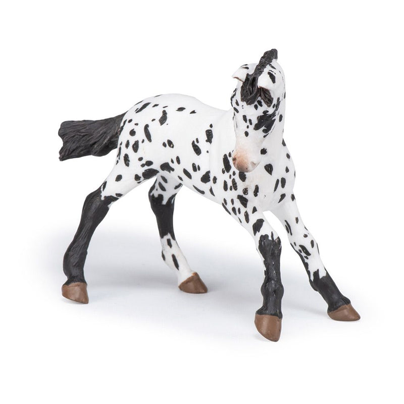 PAPO Horse and Ponies Black Appaloosa Foal Toy Figure, Three Years or Above, White/Black
