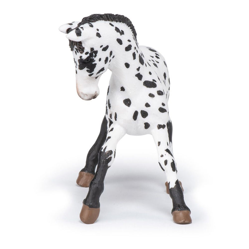PAPO Horse and Ponies Black Appaloosa Foal Toy Figure, Three Years or Above, White/Black