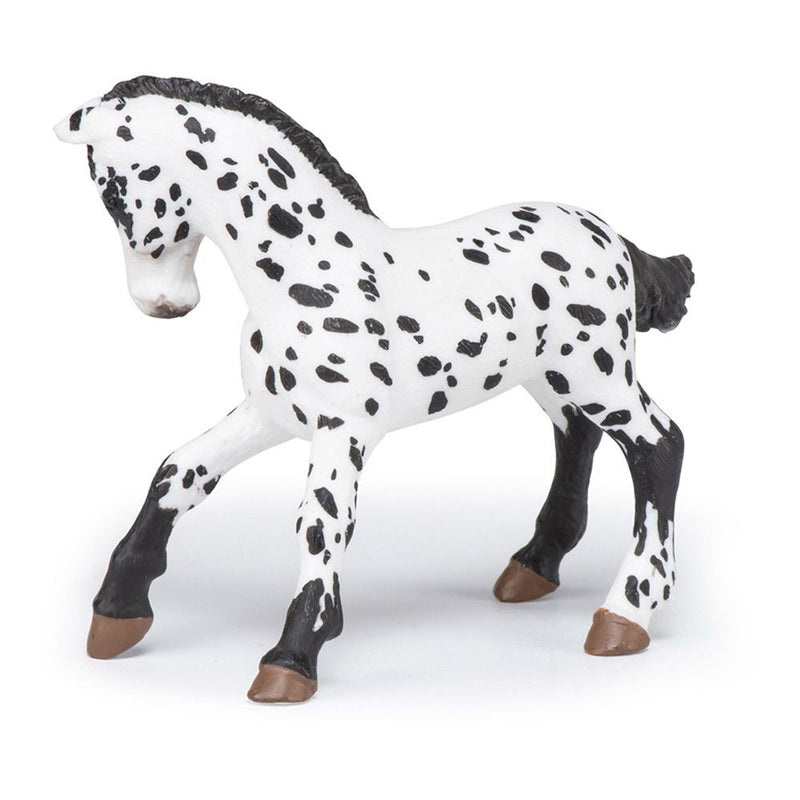 PAPO Horse and Ponies Black Appaloosa Foal Toy Figure, Three Years or Above, White/Black