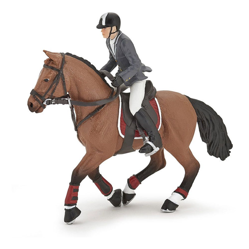 PAPO Horse and Ponies Competition Horse with Rider Toy Figure, Three Years or Above, Multi-colour