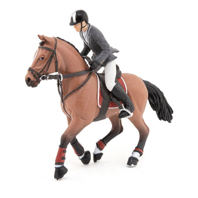 PAPO Horse and Ponies Competition Horse with Rider Toy Figure, Three Years or Above, Multi-colour