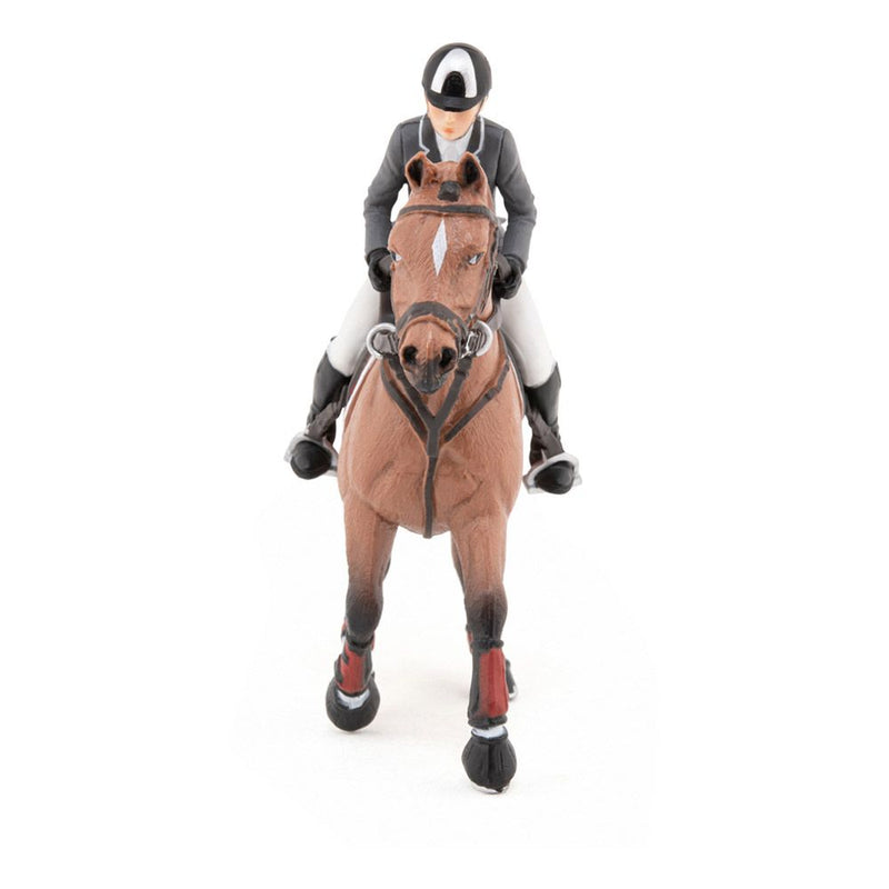 PAPO Horse and Ponies Competition Horse with Rider Toy Figure, Three Years or Above, Multi-colour
