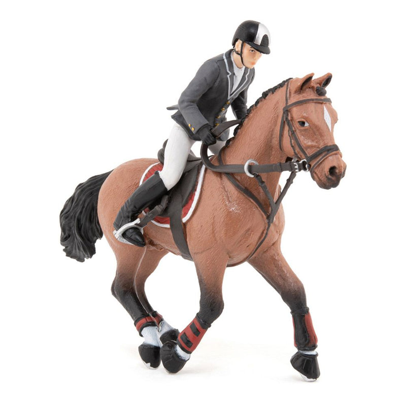 PAPO Horse and Ponies Competition Horse with Rider Toy Figure, Three Years or Above, Multi-colour