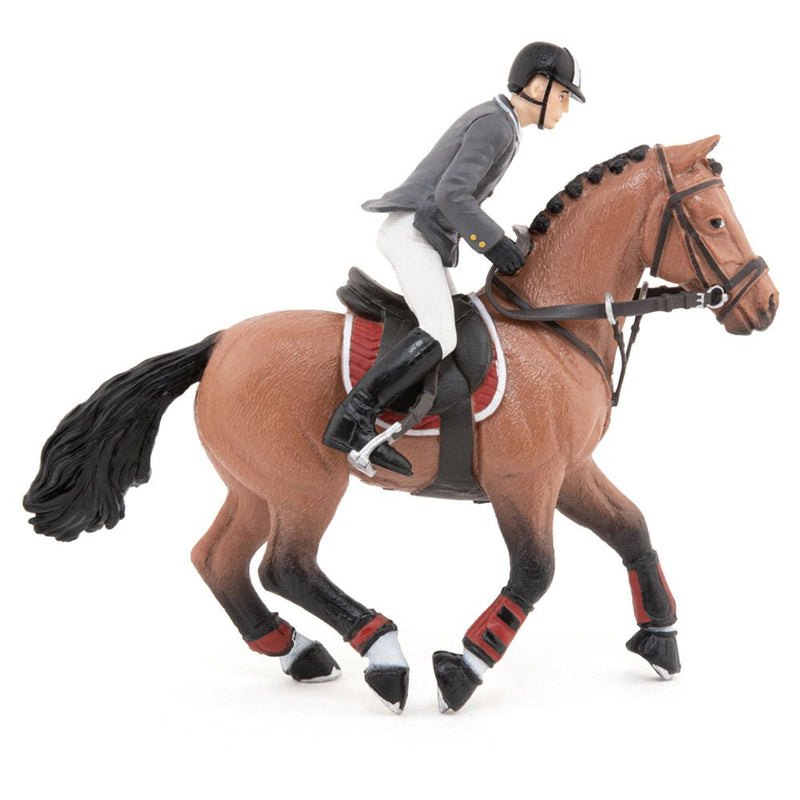 PAPO Horse and Ponies Competition Horse with Rider Toy Figure, Three Years or Above, Multi-colour
