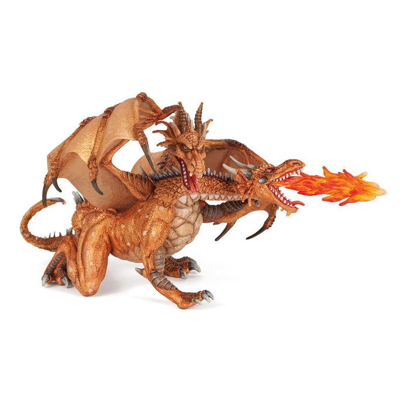 PAPO Fantasy World Gold Two Headed Dragon Toy Figure, Three Years or Above, Gold
