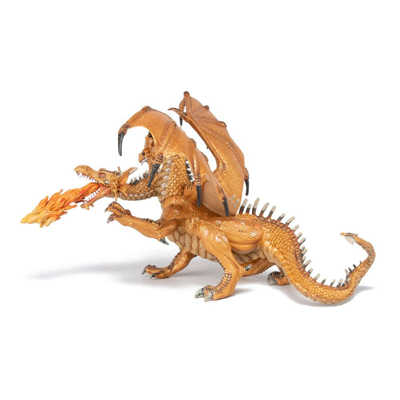 PAPO Fantasy World Gold Two Headed Dragon Toy Figure, Three Years or Above, Gold