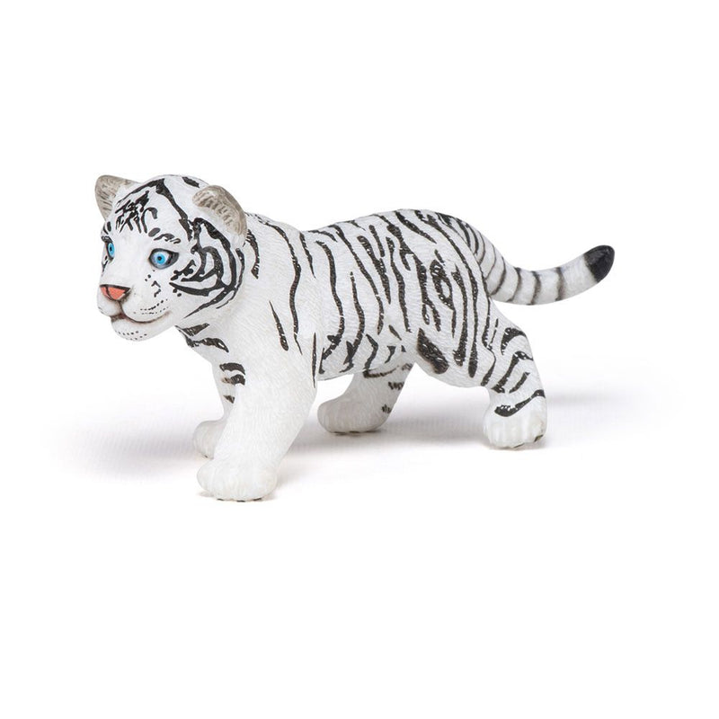 PAPO Wild Animal Kingdom White Tiger Cub Toy Figure, Three Years or Above, Black/White