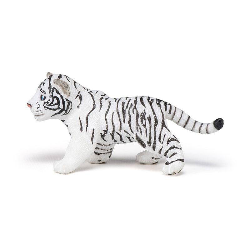 PAPO Wild Animal Kingdom White Tiger Cub Toy Figure, Three Years or Above, Black/White
