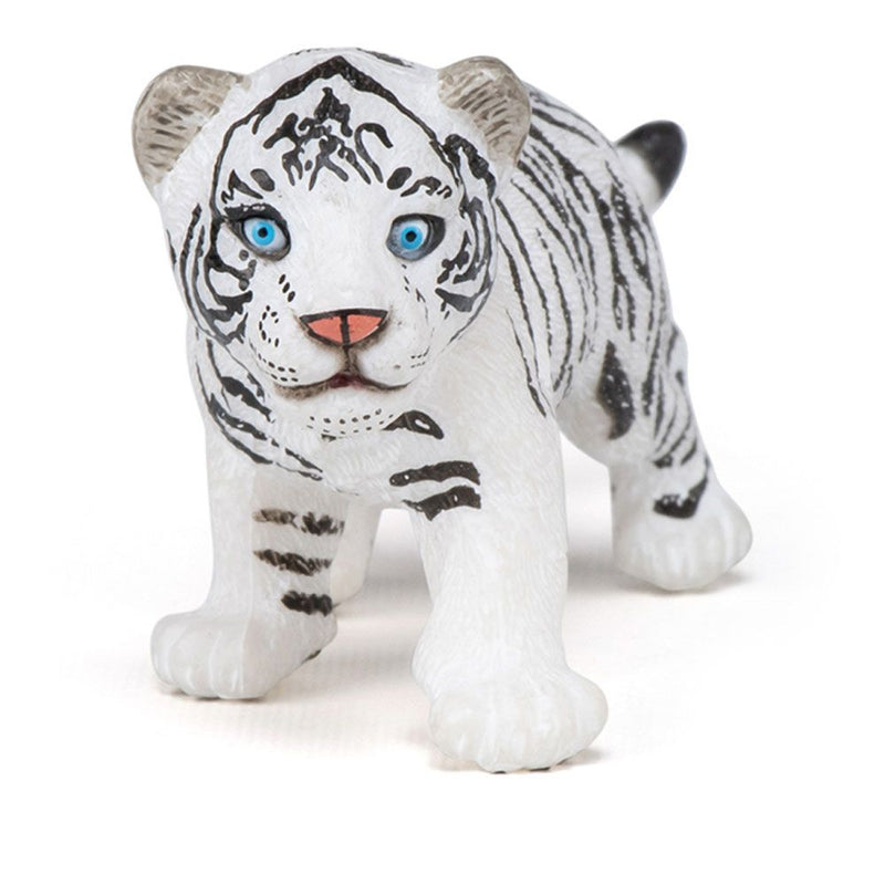 PAPO Wild Animal Kingdom White Tiger Cub Toy Figure, Three Years or Above, Black/White
