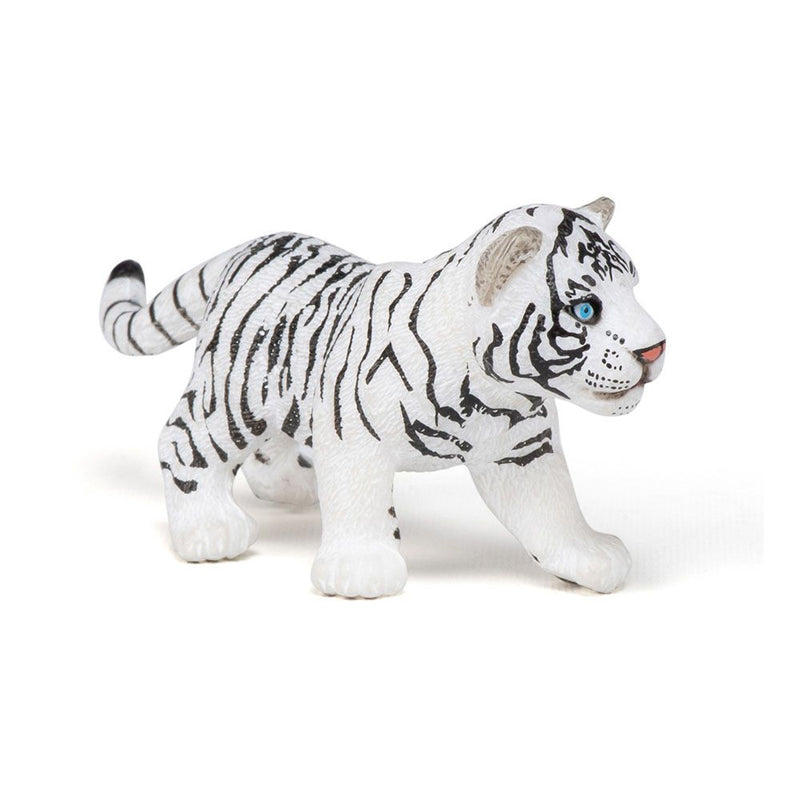 PAPO Wild Animal Kingdom White Tiger Cub Toy Figure, Three Years or Above, Black/White