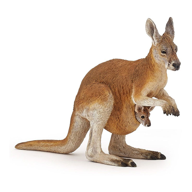 PAPO Wild Animal Kingdom Kangaroo with Joey Toy Figure, Three Years or Above, Brown