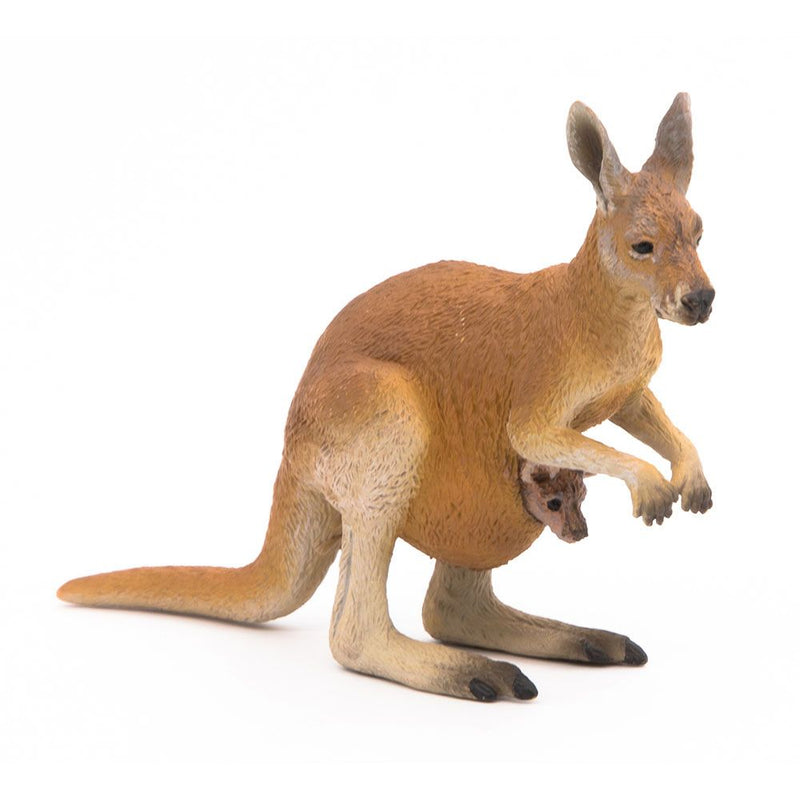 PAPO Wild Animal Kingdom Kangaroo with Joey Toy Figure, Three Years or Above, Brown