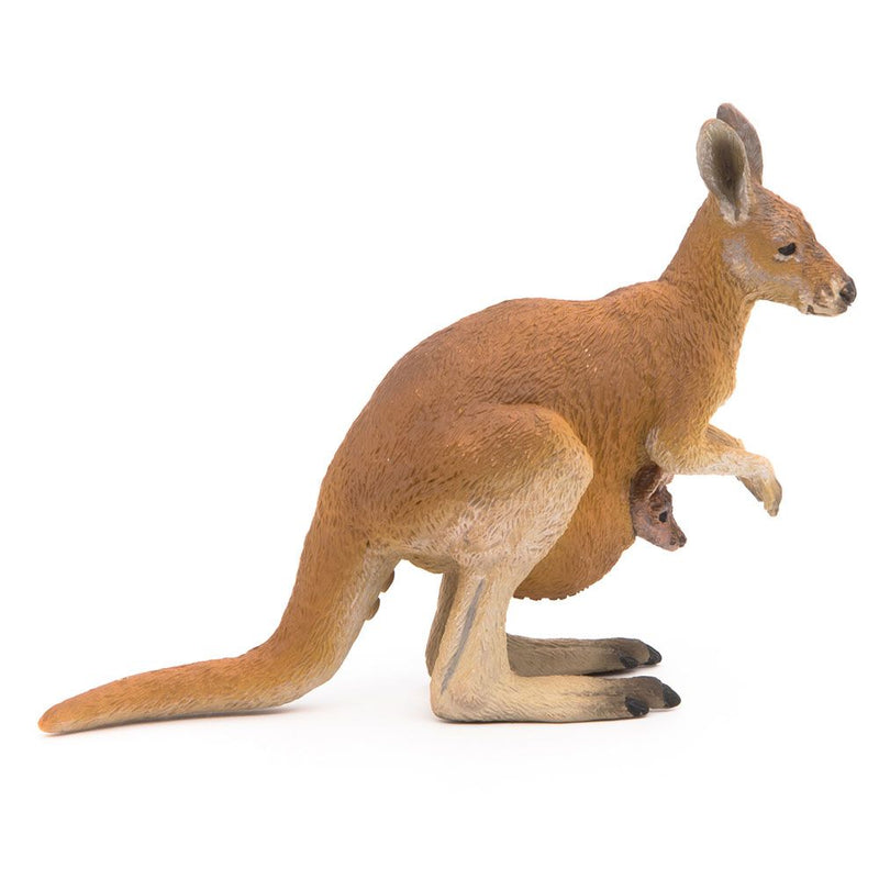 PAPO Wild Animal Kingdom Kangaroo with Joey Toy Figure, Three Years or Above, Brown