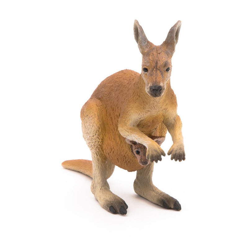 PAPO Wild Animal Kingdom Kangaroo with Joey Toy Figure, Three Years or Above, Brown