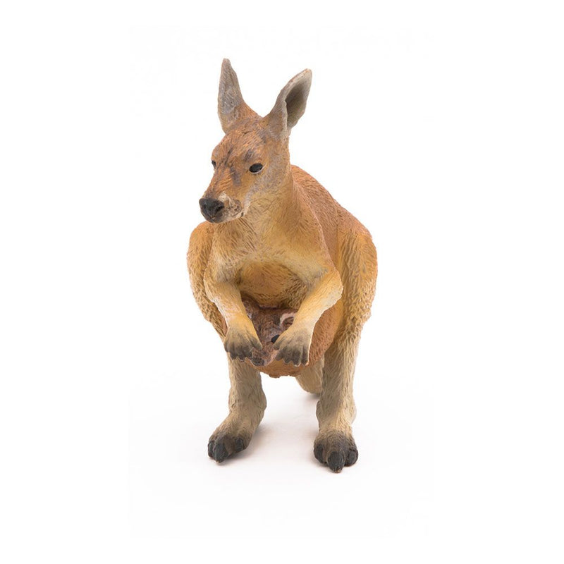 PAPO Wild Animal Kingdom Kangaroo with Joey Toy Figure, Three Years or Above, Brown