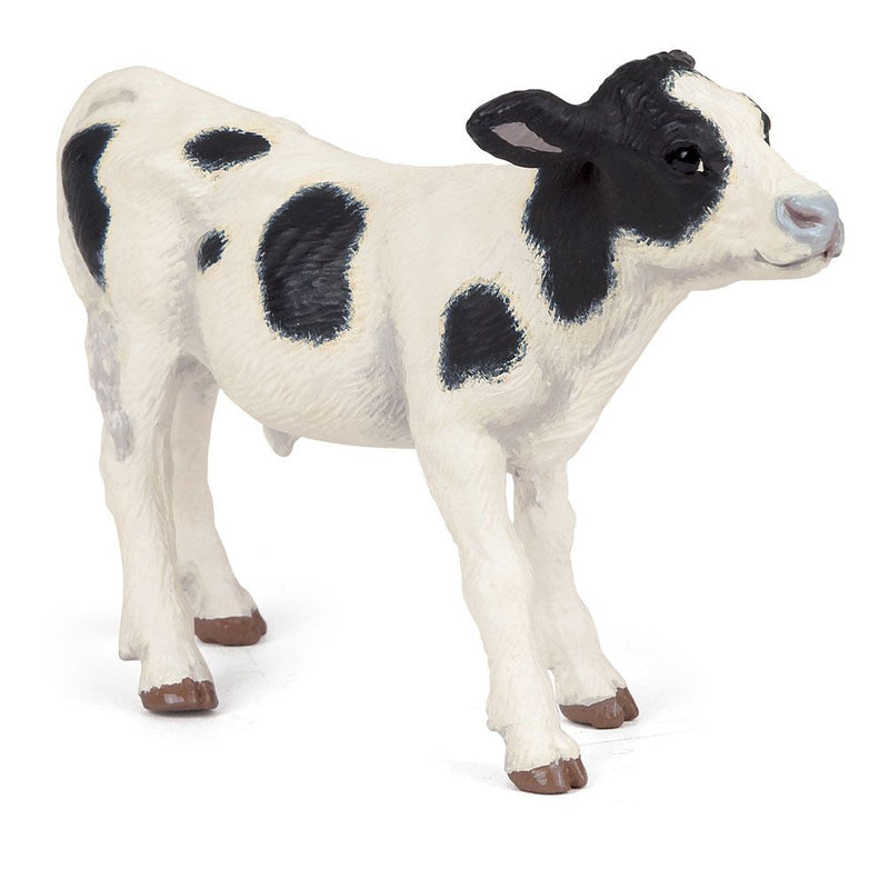 PAPO Farmyard Friends Black and White Calf Toy Figure, Three Years or Above, Black/White