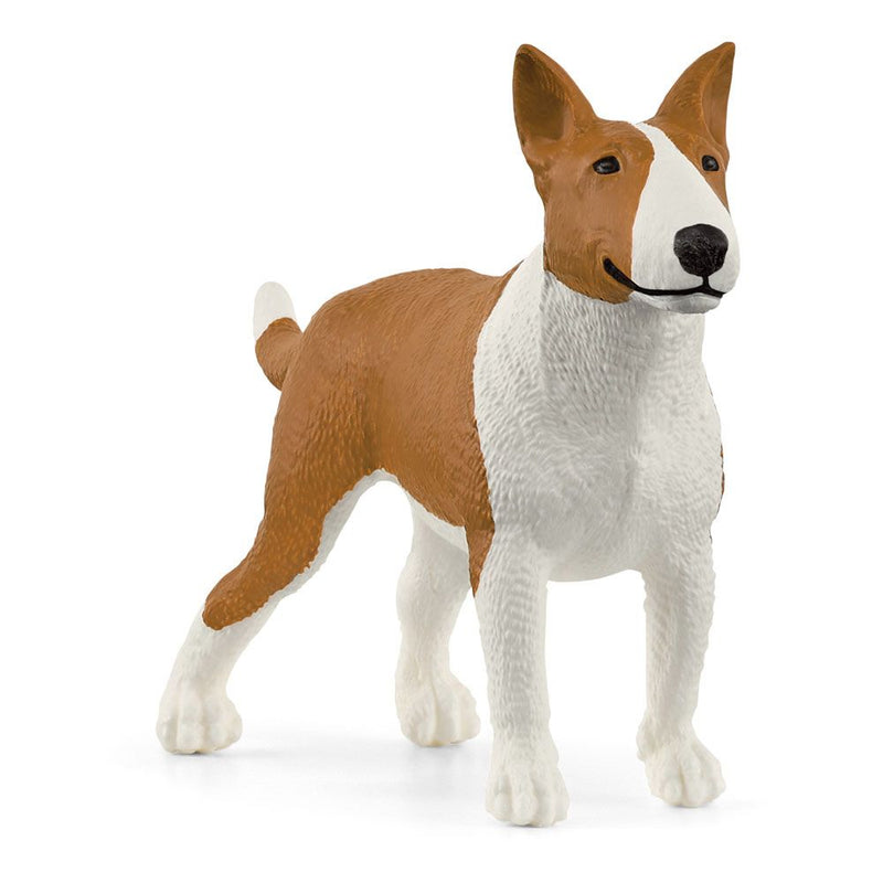 SCHLEICH Farm World Bull Terrier Toy Figure, 3 to 8 Years, Tan/White