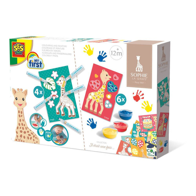 SES CREATIVE Sophie La Girafe Children's My First Colouring and Painting 2-in-1 Set, 12 Months and Above