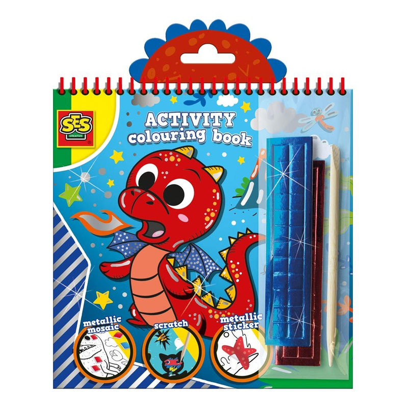 SES CREATIVE Children's Activity Colouring Book Metallic 3-in-1 Set, 3 Years and Above