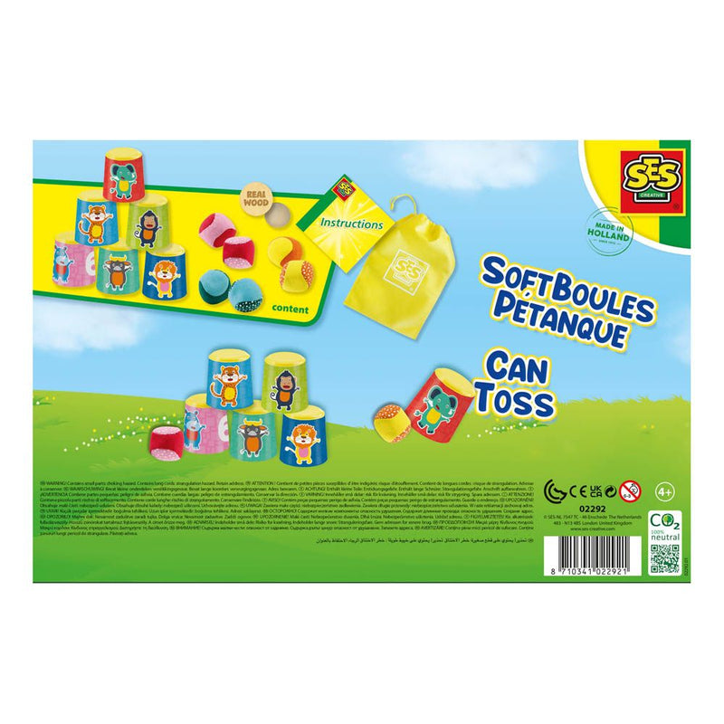 SES CREATIVE Can Toss and Soft Boules Petanque 2-in-1 Game, 4 Years and Above