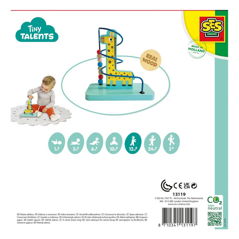 SES CREATIVE Tiny Talents Bead Maze Giraffe, 12 Months and Above
