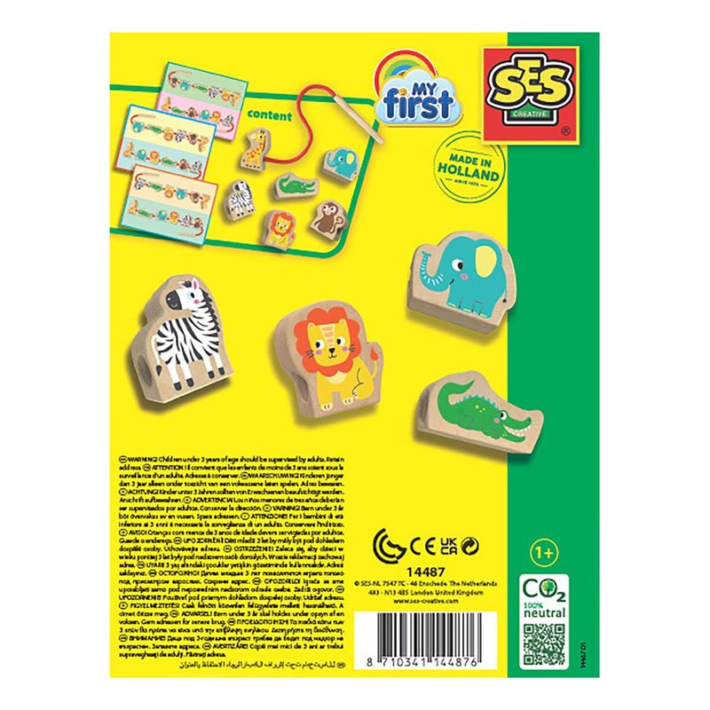 SES CREATIVE My First Lacing Wooden Animal Beads, 1 to 4 Years