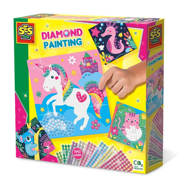 SES CREATIVE Happy Animals Diamond Painting, 3 Years and Above