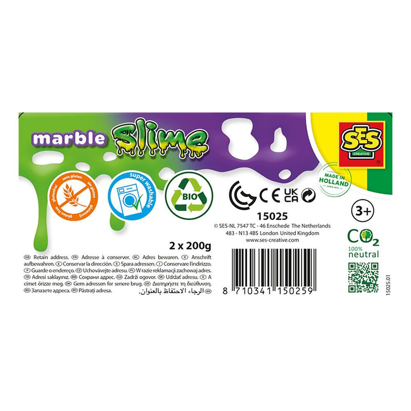 SES CREATIVE Marble Slime Duo Pack, 2x 200g Pots, 3 Years and Above