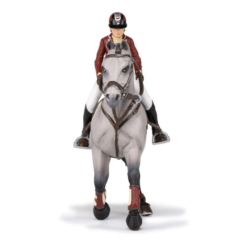 PAPO Horses and Ponies Competition Horse and Horsewoman Toy Figure, Three Years or Above, Grey