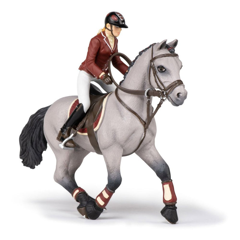 PAPO Horses and Ponies Competition Horse and Horsewoman Toy Figure, Three Years or Above, Grey