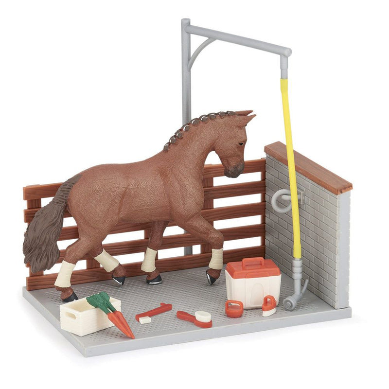 PAPO Horses and Ponies Wash Box and Accessories Toy Playset, 3 Years or Above, Multi-colour