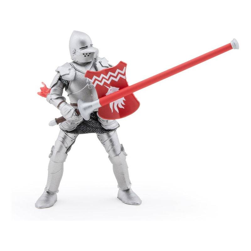PAPO Fantasy World Unicorn Knight with Spear Toy Figure, 3 Years or Above, Red/Silver