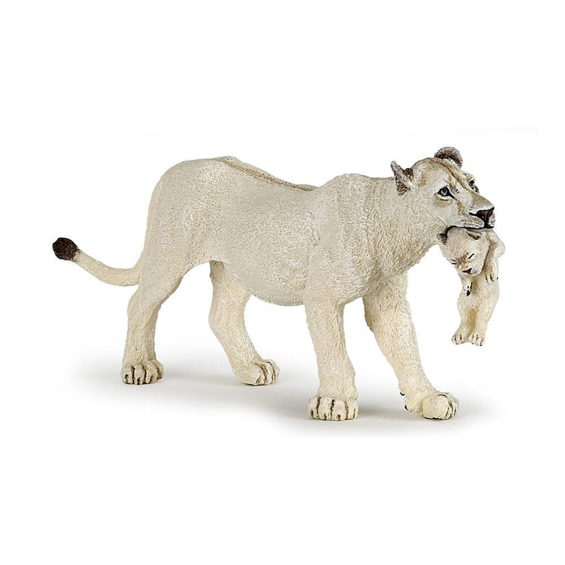 PAPO Wild Animal Kingdom White Lioness with Cub Toy Figure, 3 Years or Above, White