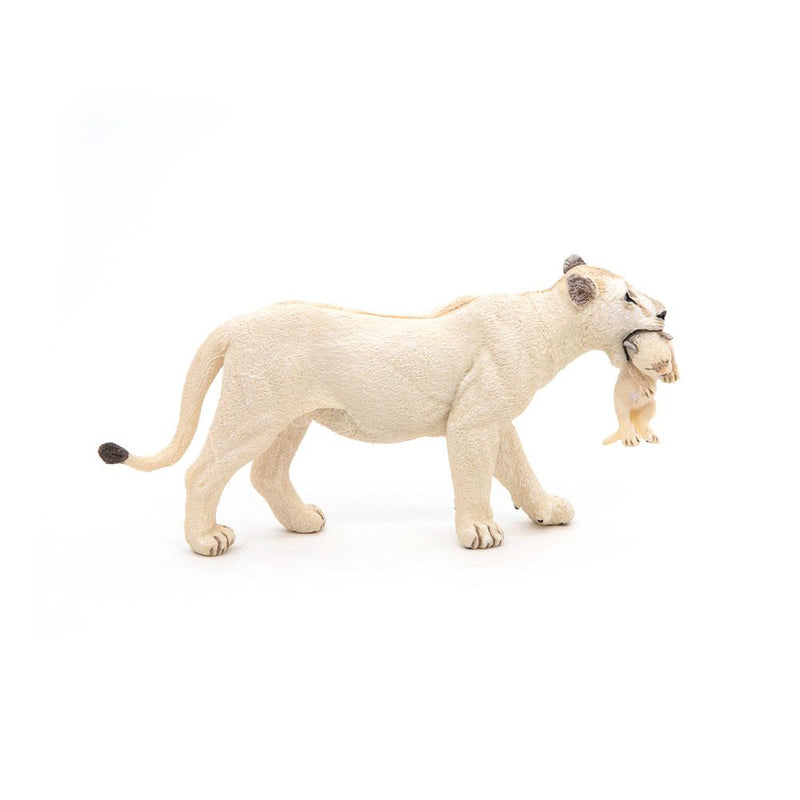 PAPO Wild Animal Kingdom White Lioness with Cub Toy Figure, 3 Years or Above, White