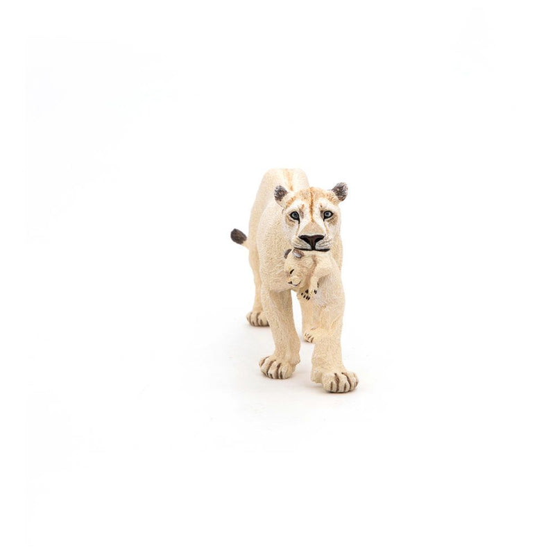 PAPO Wild Animal Kingdom White Lioness with Cub Toy Figure, 3 Years or Above, White