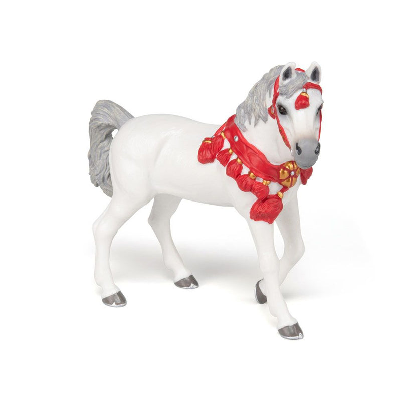 PAPO Horses and Ponies White Arabian Horse in Parade Dress Toy Figure, 3 Years or Above, White