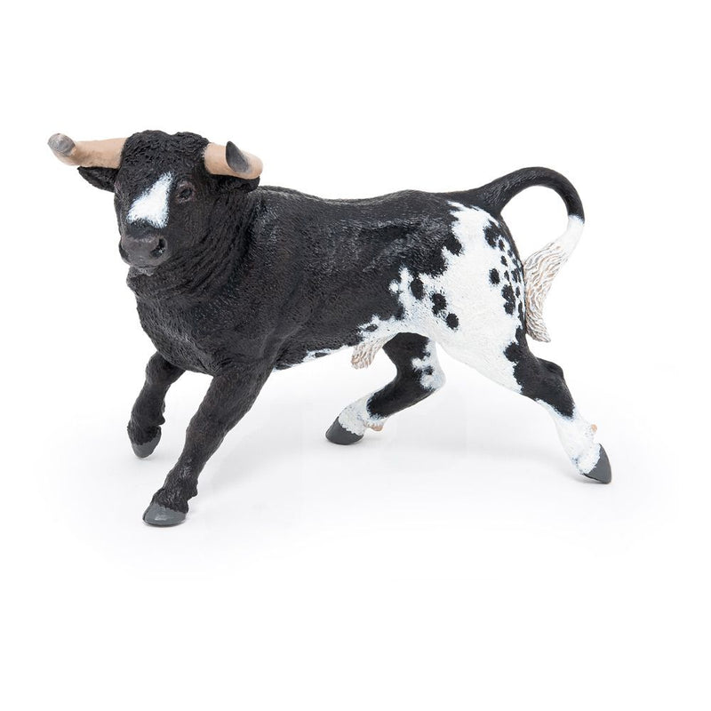 PAPO Horses and Ponies Black & White Spanish Bull Toy Figure, 3 Years or Above, Black/White