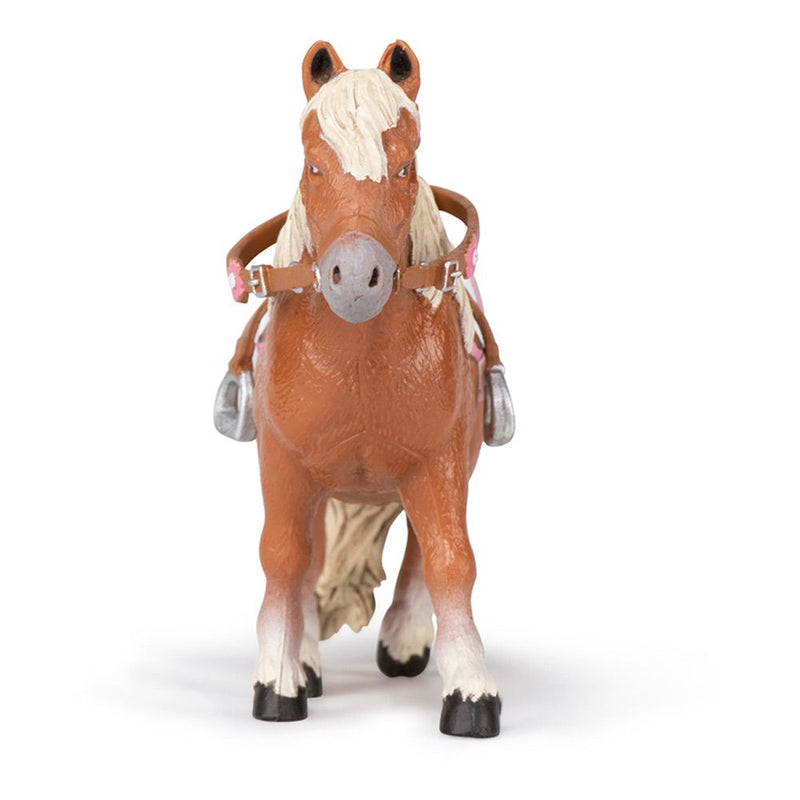 PAPO Horses and Ponies Shetland Pony with Saddle Toy Figure, 3 Years or Above, Brown/White