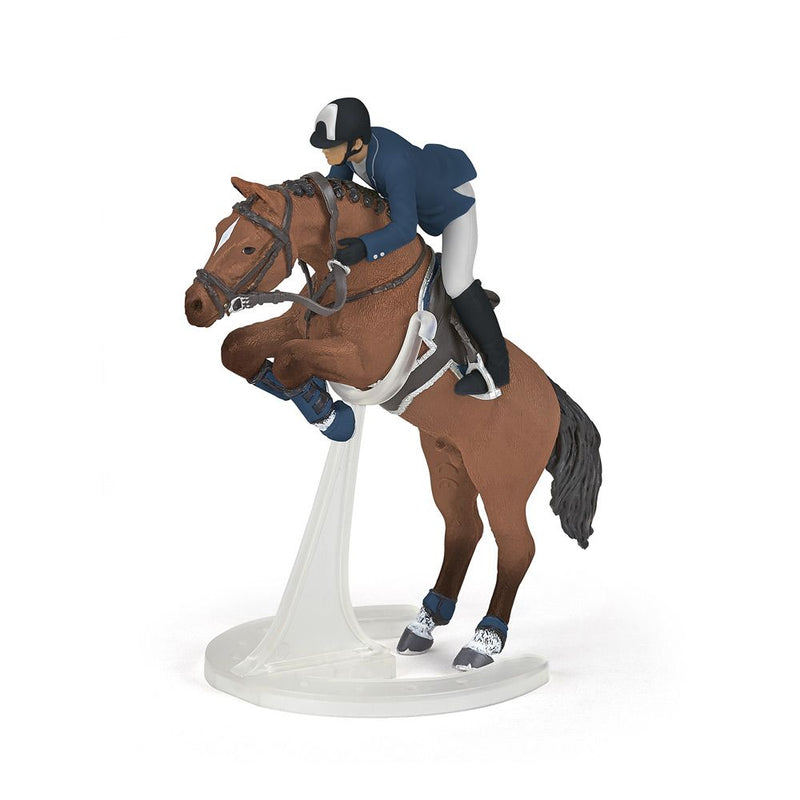 PAPO Horses and Ponies Jumping Horse and Horseman Toy Figure, 3 Years or Above, Multi-colour