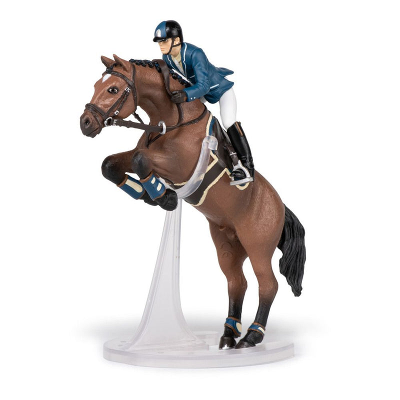 PAPO Horses and Ponies Jumping Horse and Horseman Toy Figure, 3 Years or Above, Multi-colour