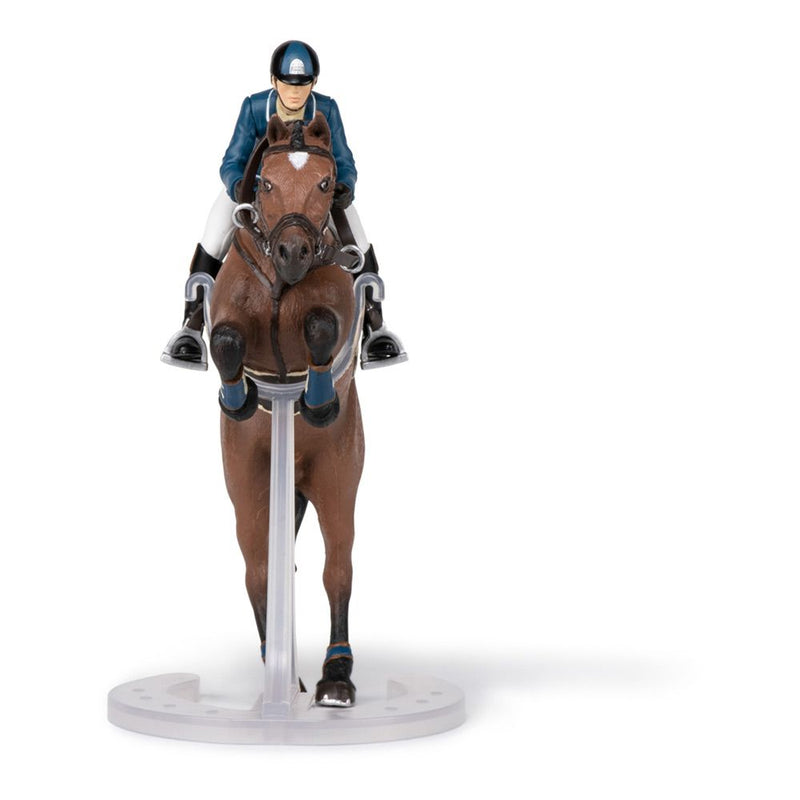 PAPO Horses and Ponies Jumping Horse and Horseman Toy Figure, 3 Years or Above, Multi-colour