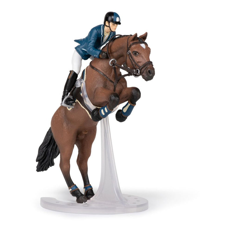 PAPO Horses and Ponies Jumping Horse and Horseman Toy Figure, 3 Years or Above, Multi-colour