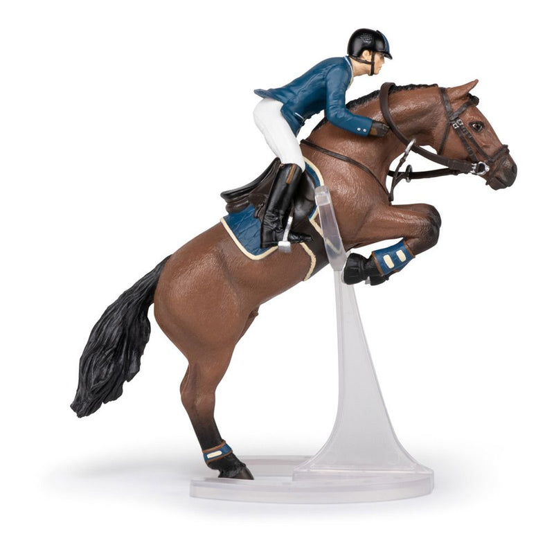 PAPO Horses and Ponies Jumping Horse and Horseman Toy Figure, 3 Years or Above, Multi-colour
