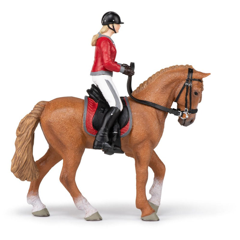 PAPO Horses and Ponies Walking Horse and Horsewoman Toy Figure, 3 Years or Above, Multi-colour