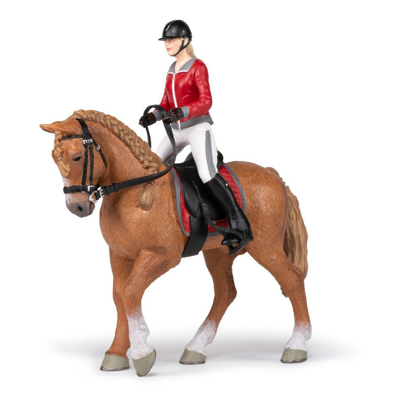 PAPO Horses and Ponies Walking Horse and Horsewoman Toy Figure, 3 Years or Above, Multi-colour