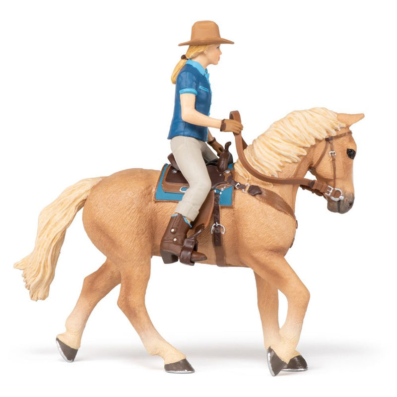PAPO Horses and Ponies Cowgirl and Her Horse Toy Figure, 3 Years or Above, Multi-colour