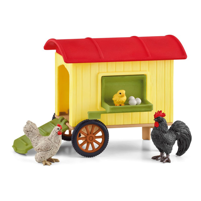 SCHLEICH Farm World Mobile Chicken Coop Toy Playset, 3 to 8 Years, Multi-colour