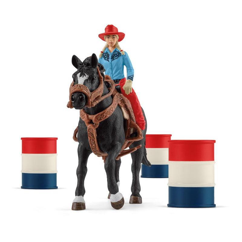 SCHLEICH Farm World Cowgirl Barrel Racing Fun Toy Playset, 3 to 8 Years, Multi-colour