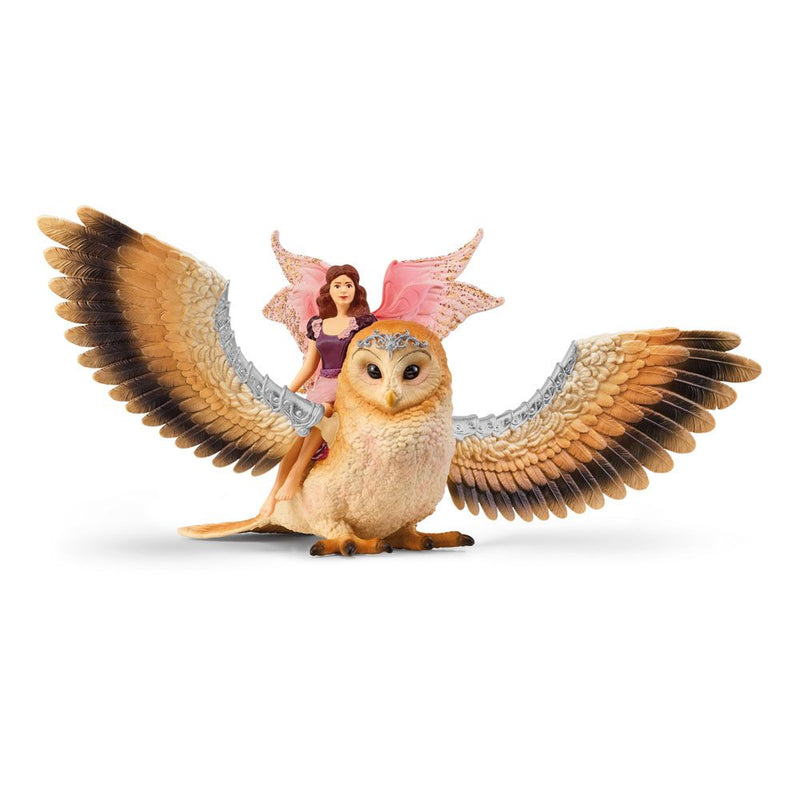 SCHLEICH Bayala Fairy in Flight on Glam-Owl Toy Figure, 5 to 12 Years, Multi-colour